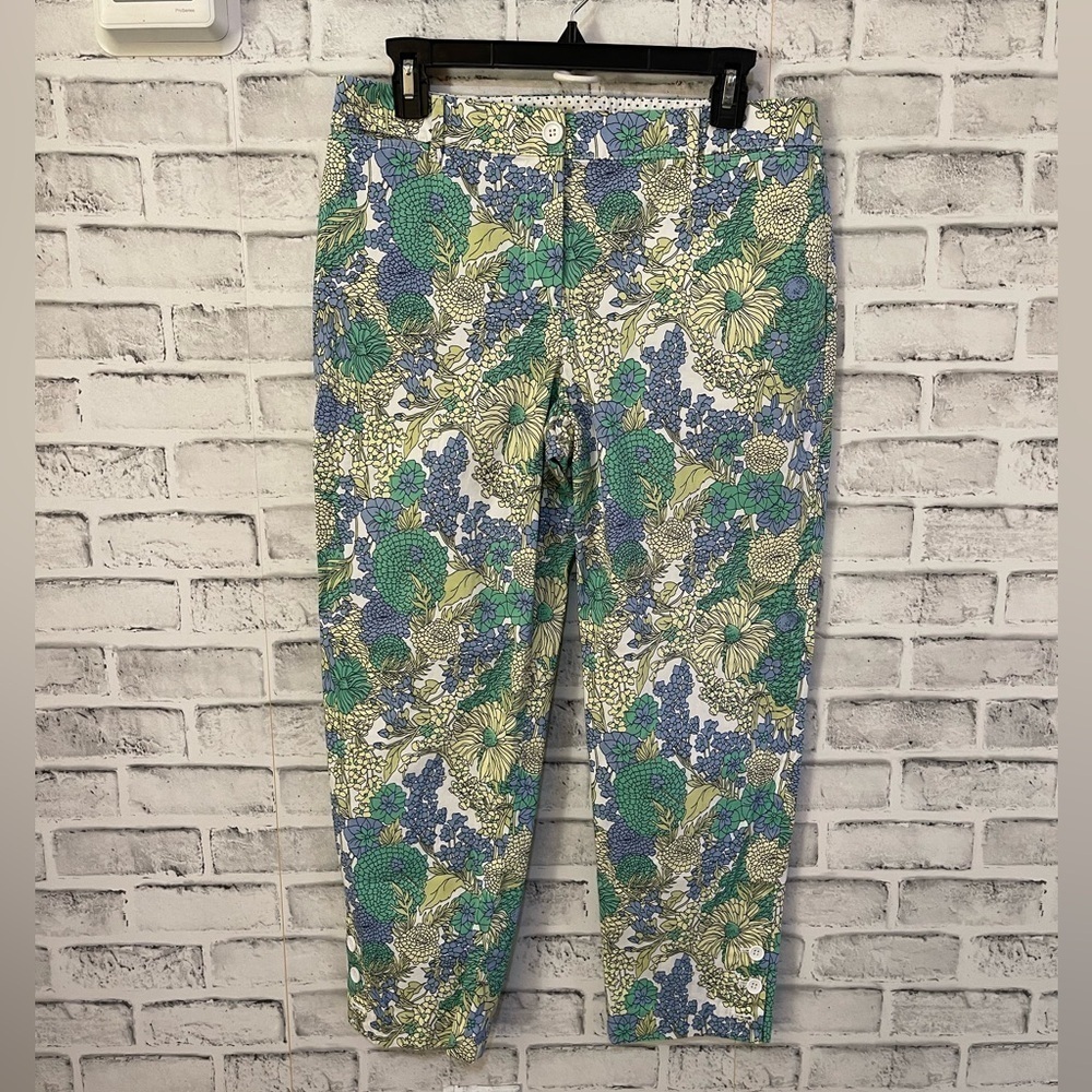 Women’s Talbots PERFECT CROP blue/green/yellow floral casual pants Size 6